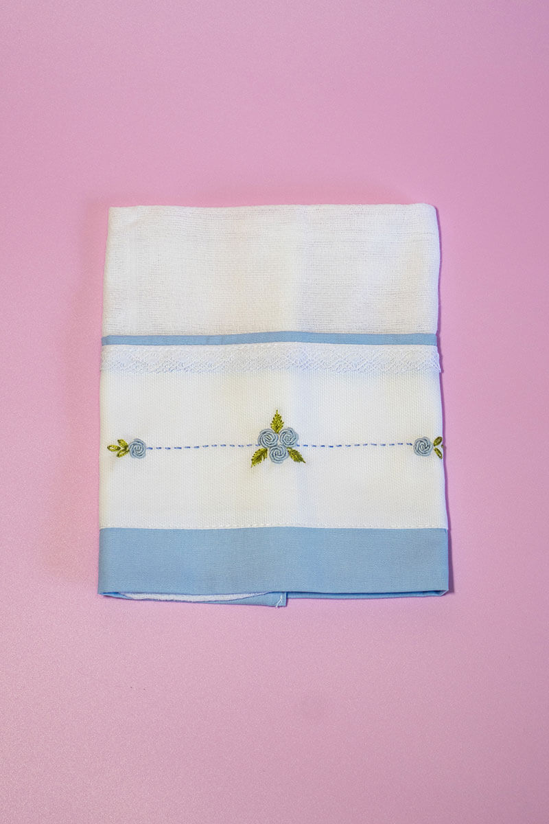 Fralda de Boca Bebê Azul Flores