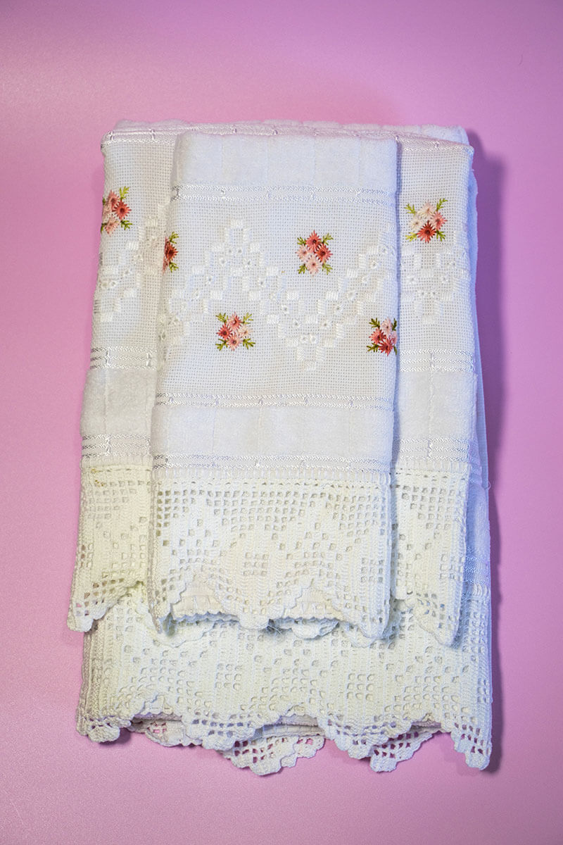 Kit Toalhas Branco Florata