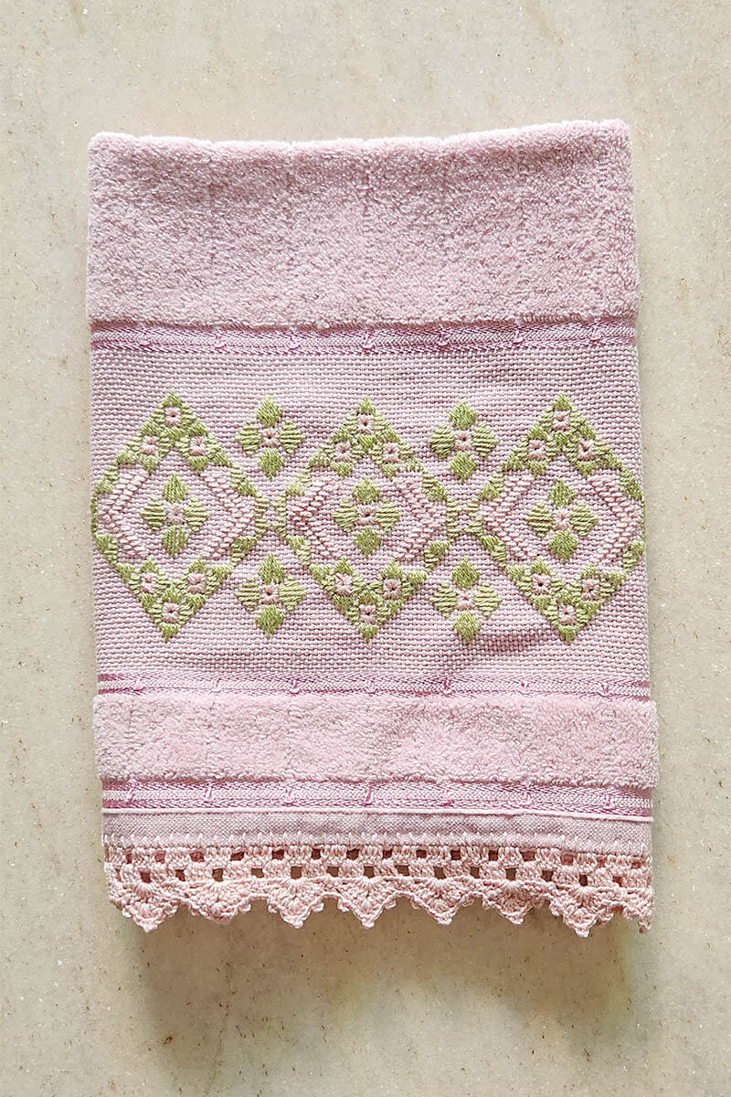 Toalha de Mão Rosa & Verde