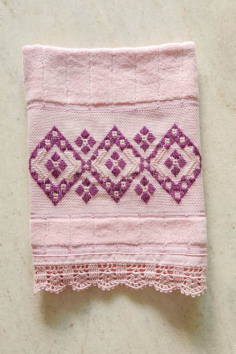 Toalha de Mão Rosa & Roxo