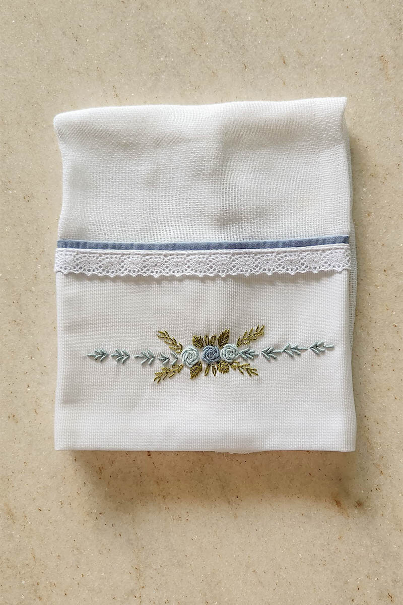 Fralda de Boca Bebê Azul Flores