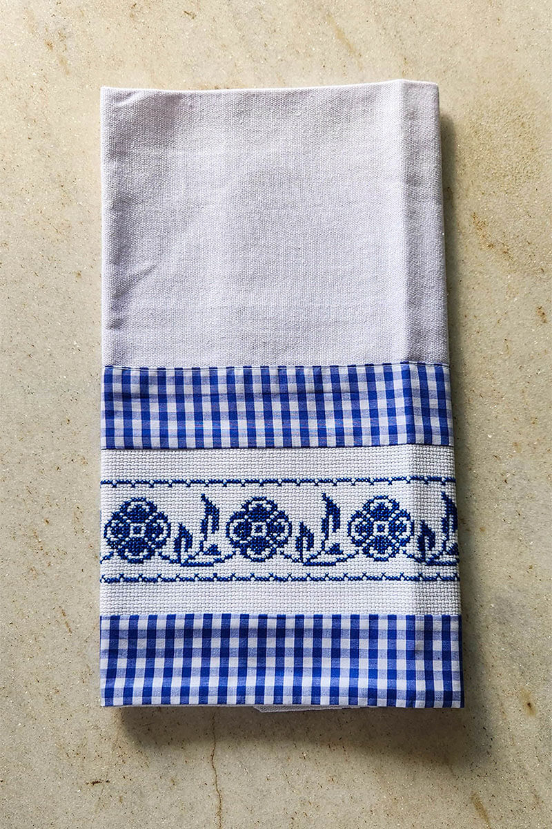 Pano de Prato Elegance Azul Flor