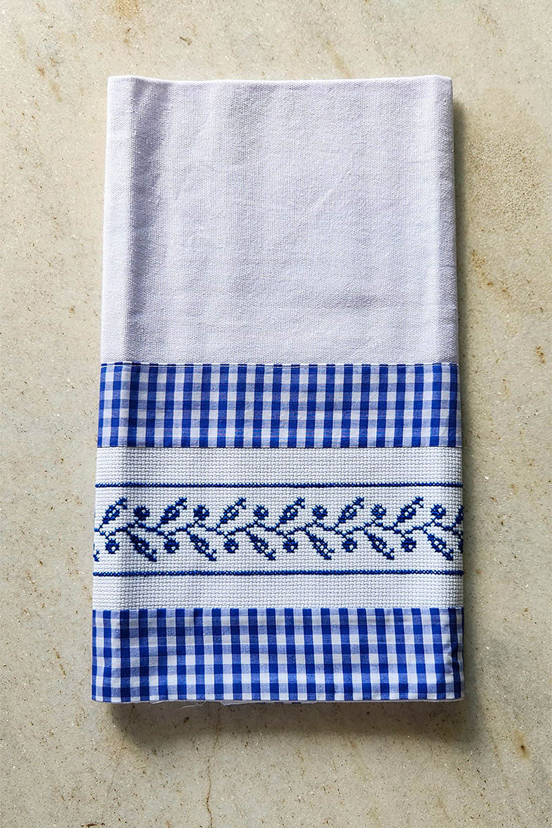 Pano de Prato Elegance Azul Oliva